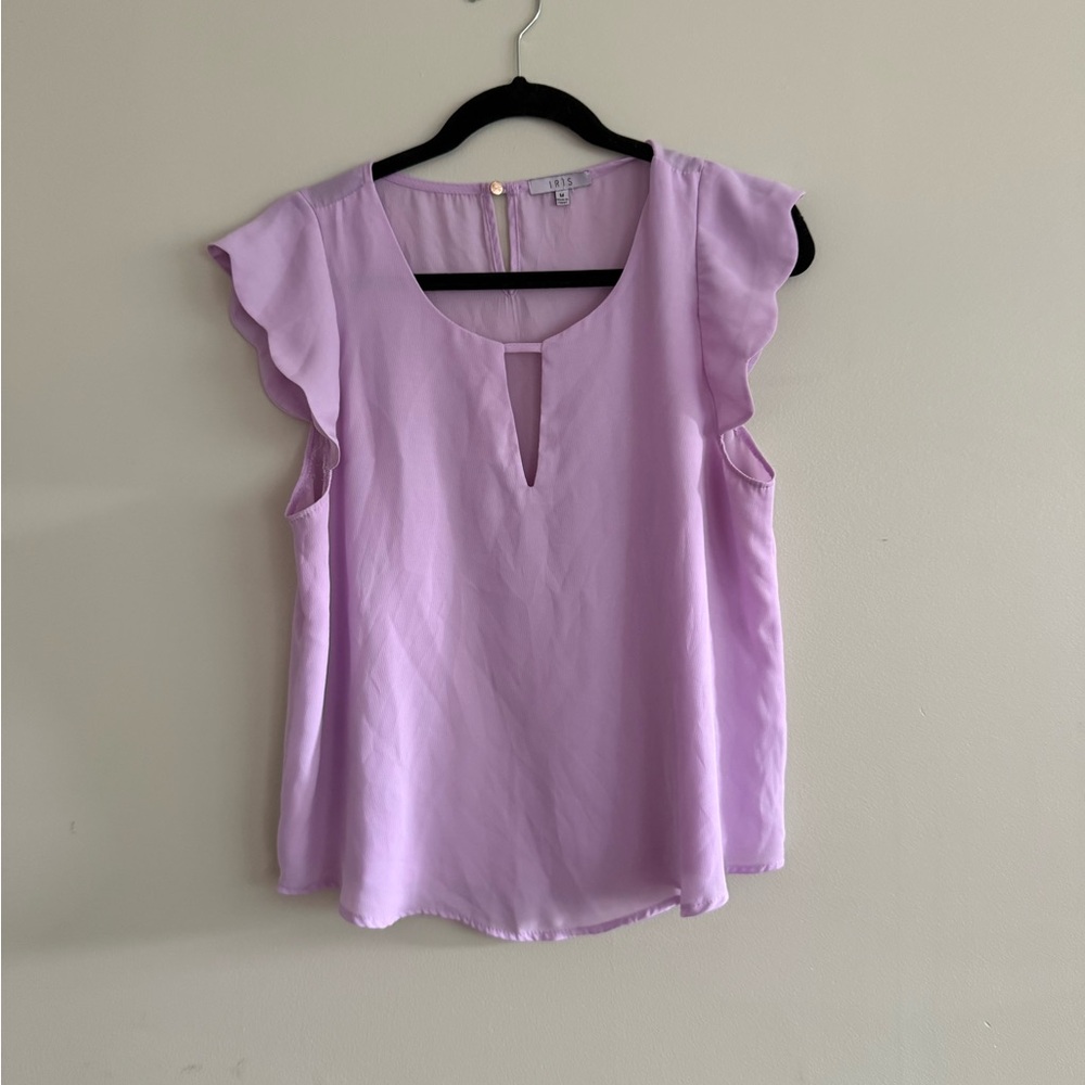 Iris Lilac Flutter Sleeve Blouse